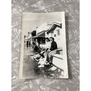 Vintage 1949 Black and White Photo Two Women Winter Street Scene College Park
